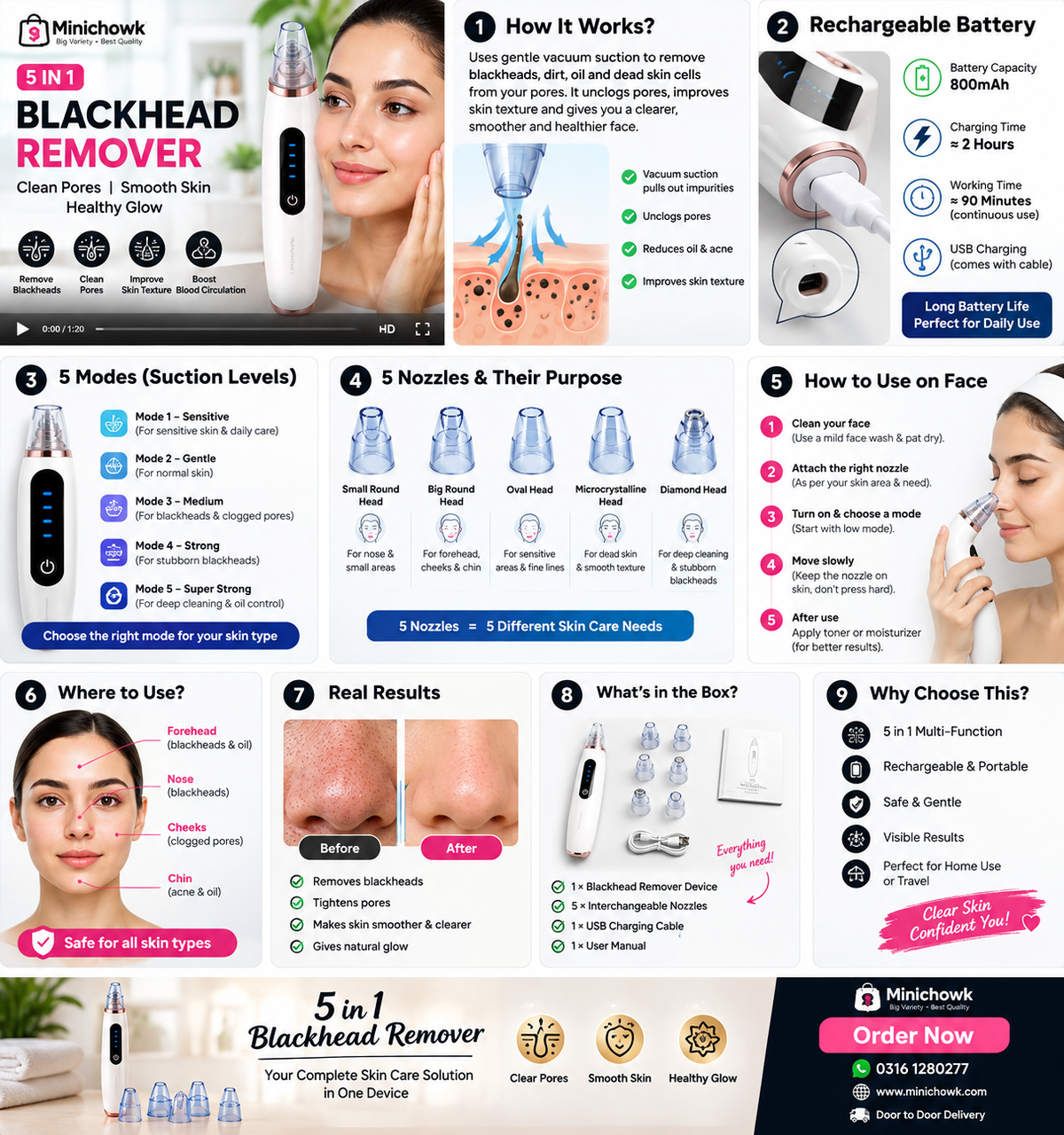 5-in-1 blackhead remover machine for at-home skincare