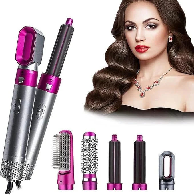 5 in 1 Hair Styler Multi Functional Hot Air Brush – Hair Dryer, Straightener, Curler & Volumizer Set | Minichowk