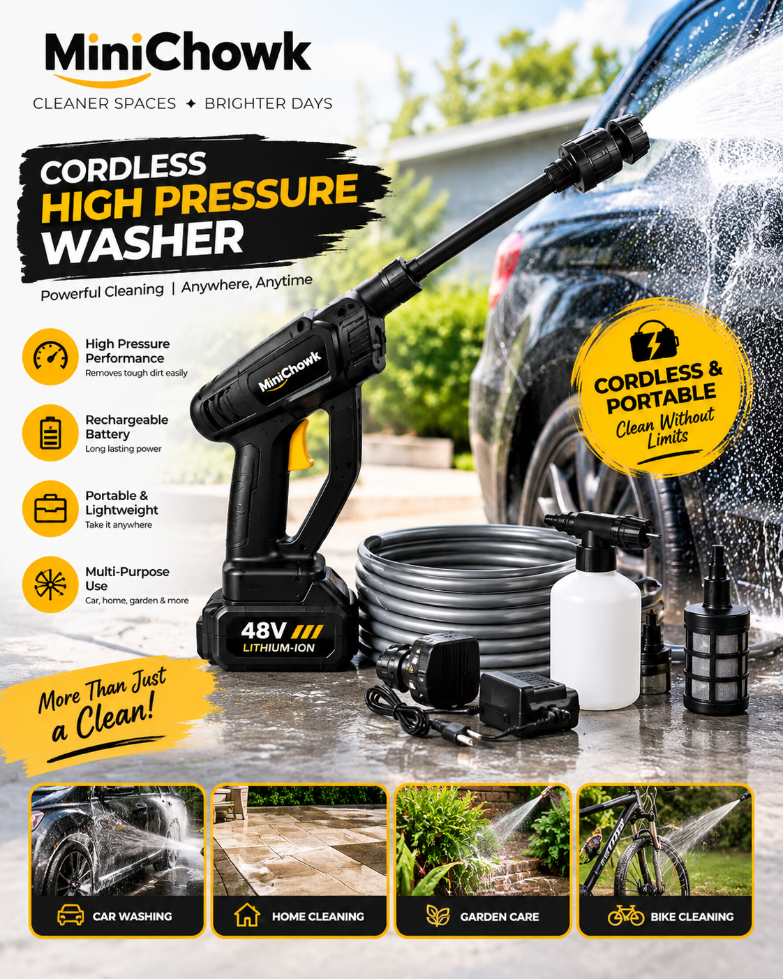 Cordless Pressure Washer with Single Battery | Minichowk