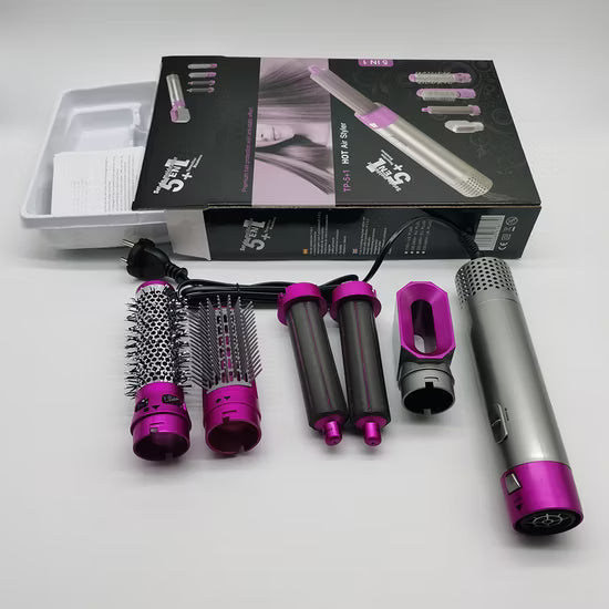 5 in 1 imported High Quality Hair Styler Multi Functional Hot Air Brush – Hair Dryer, Straightener, Curler & Volumizer Set | Minichowk