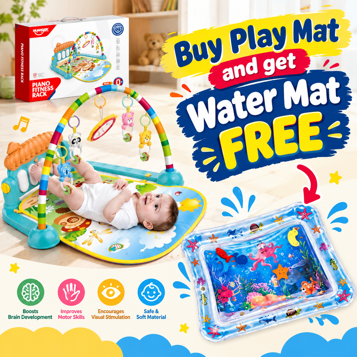Play Mat for Kids – Soft, Colorful & Comfortable Baby Floor Mat - Minichowk
