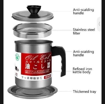 Oil Pot with Stainless Steel Strainer – Kitchen Oil Filter