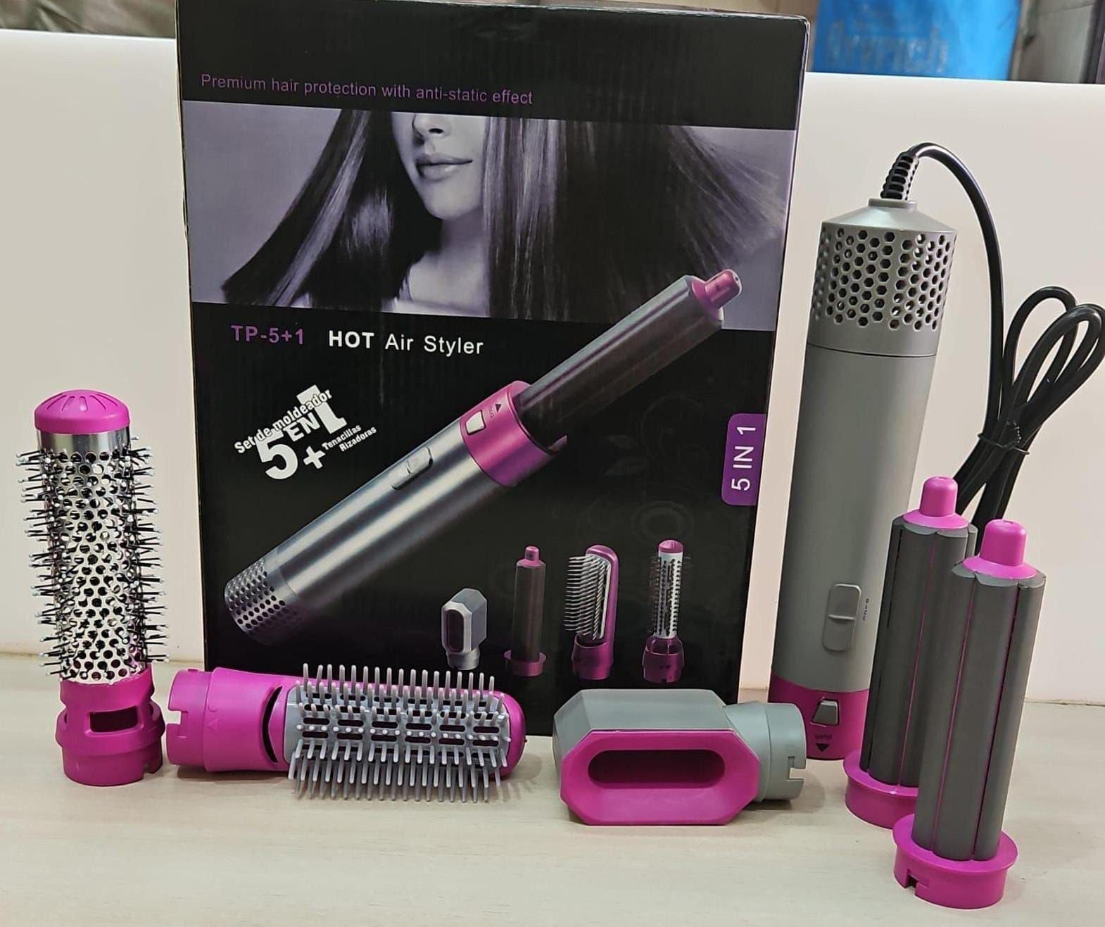5 in 1 Hair Styler Multi Functional Hot Air Brush – Hair Dryer, Straightener, Curler & Volumizer Set | Minichowk