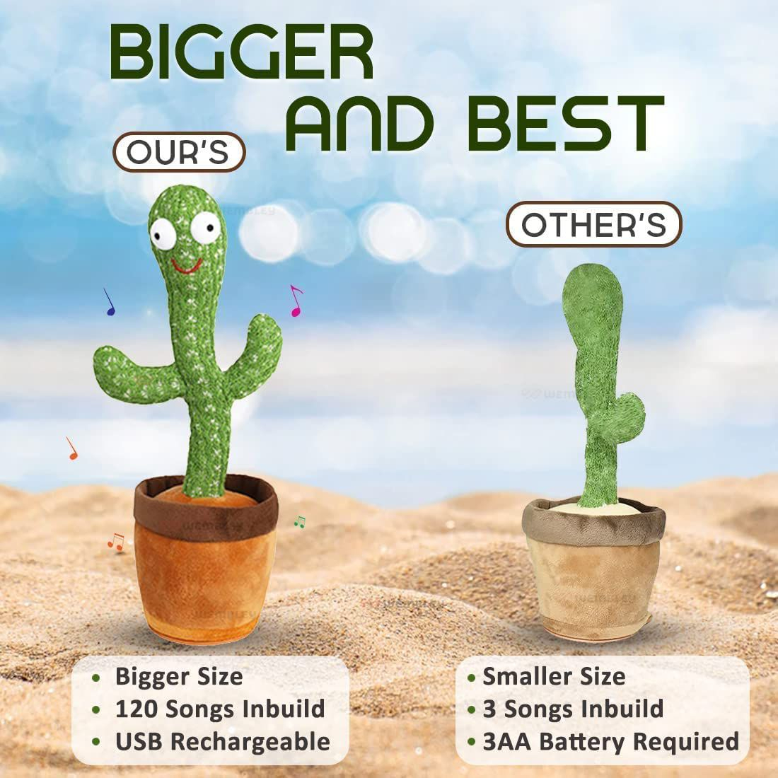 Chargeable Dancing Cactus Toy for Kids – Singing, Talking & Fun Musical Toy - Image 6