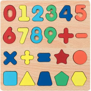 Wooden Numbers & Math Puzzle Board for Kids – Educational Learning Toy (20×20 cm)