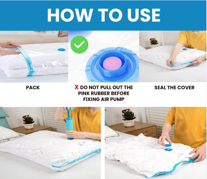 Vacuum Storage Bags 4 PCS Set | Space Saver Bags for Clothes & Bedding - Minichowk - Image 3