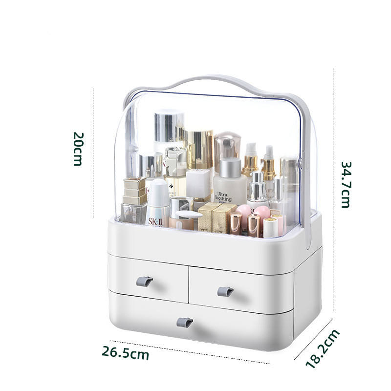 Acrylic 360° Rotating Makeup Organizer with Drawers & Mirror - Minichowk - Image 5