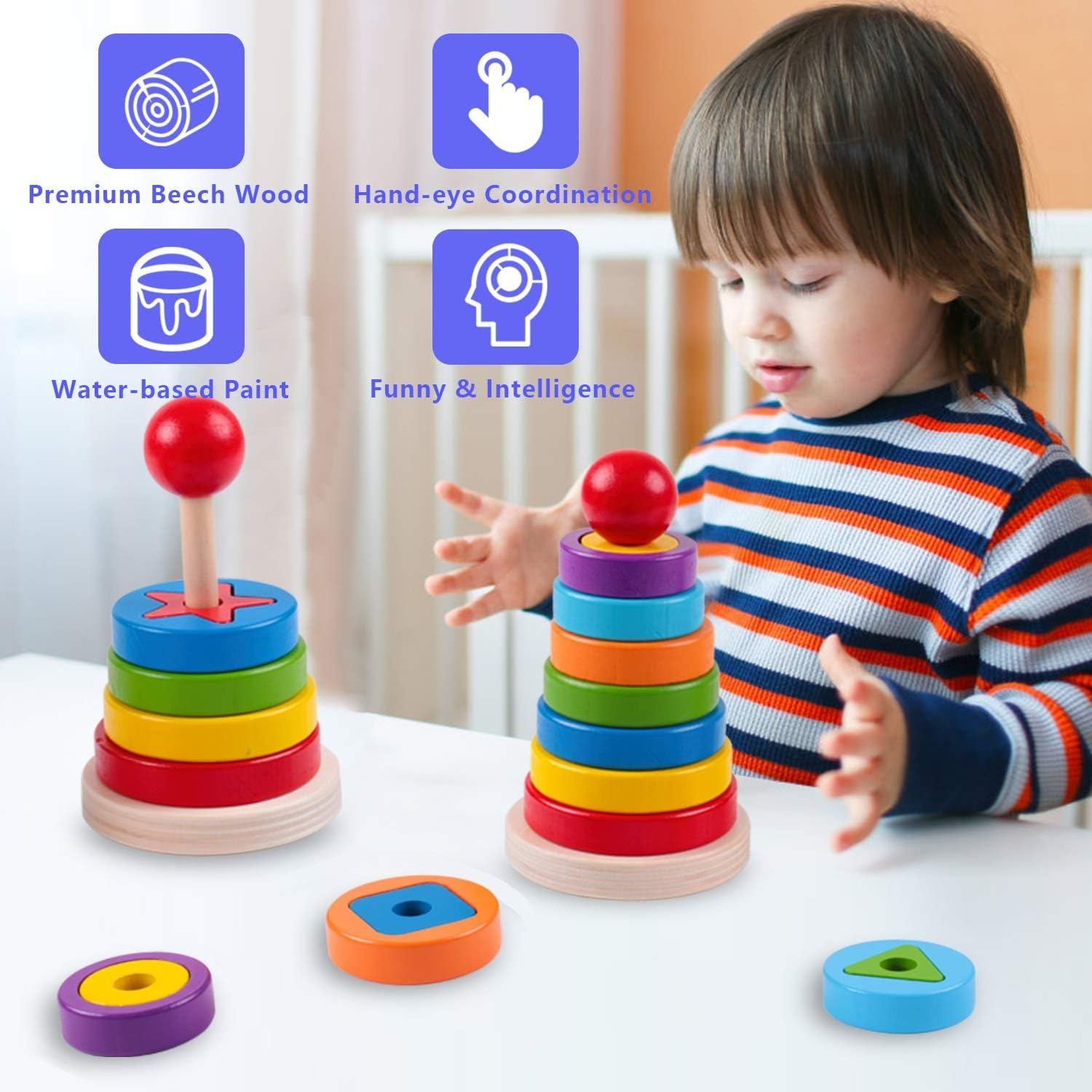 Colorful Stacking Rings Toy for Kids – Educational Learning & Balance Toy - Image 3