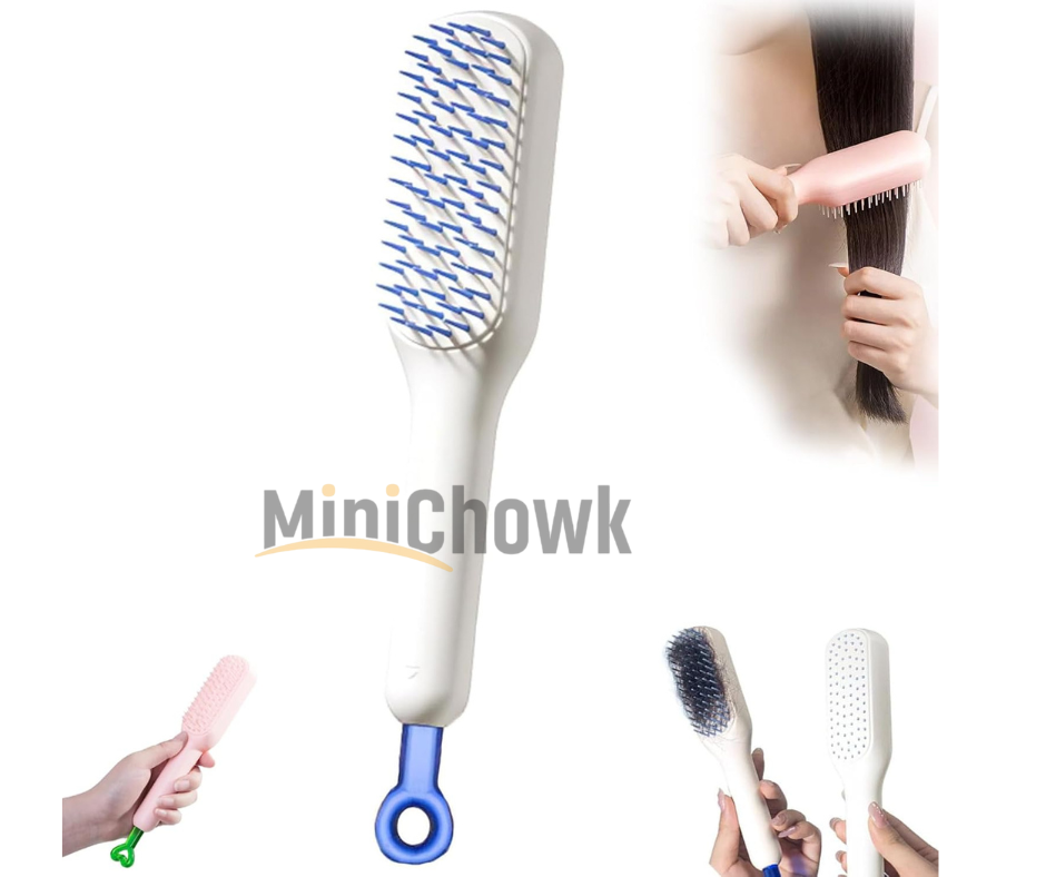 Button Brush | Easy-Clean Grooming Brush with One-Click Hair Release - Minichowk