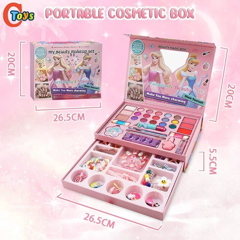 Portable Cosmetic Makeup Box Toy for Girls – Beauty Magic Box with Accessories & Jewelry Set (Kids Pretend Play) - Image 5