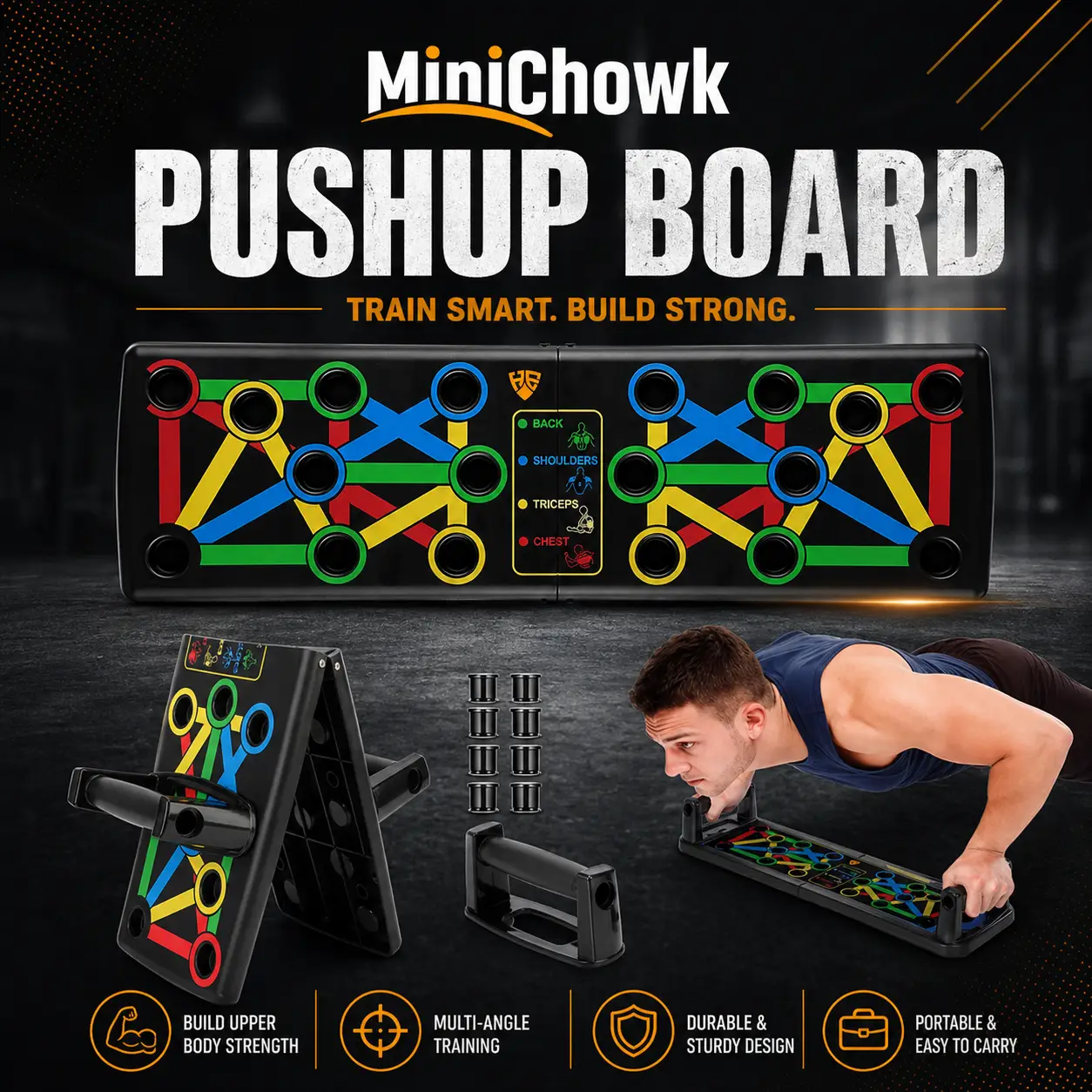 Push Board – Home Workout Push-Up Training Board for Chest & Arm Strength - Minichowk