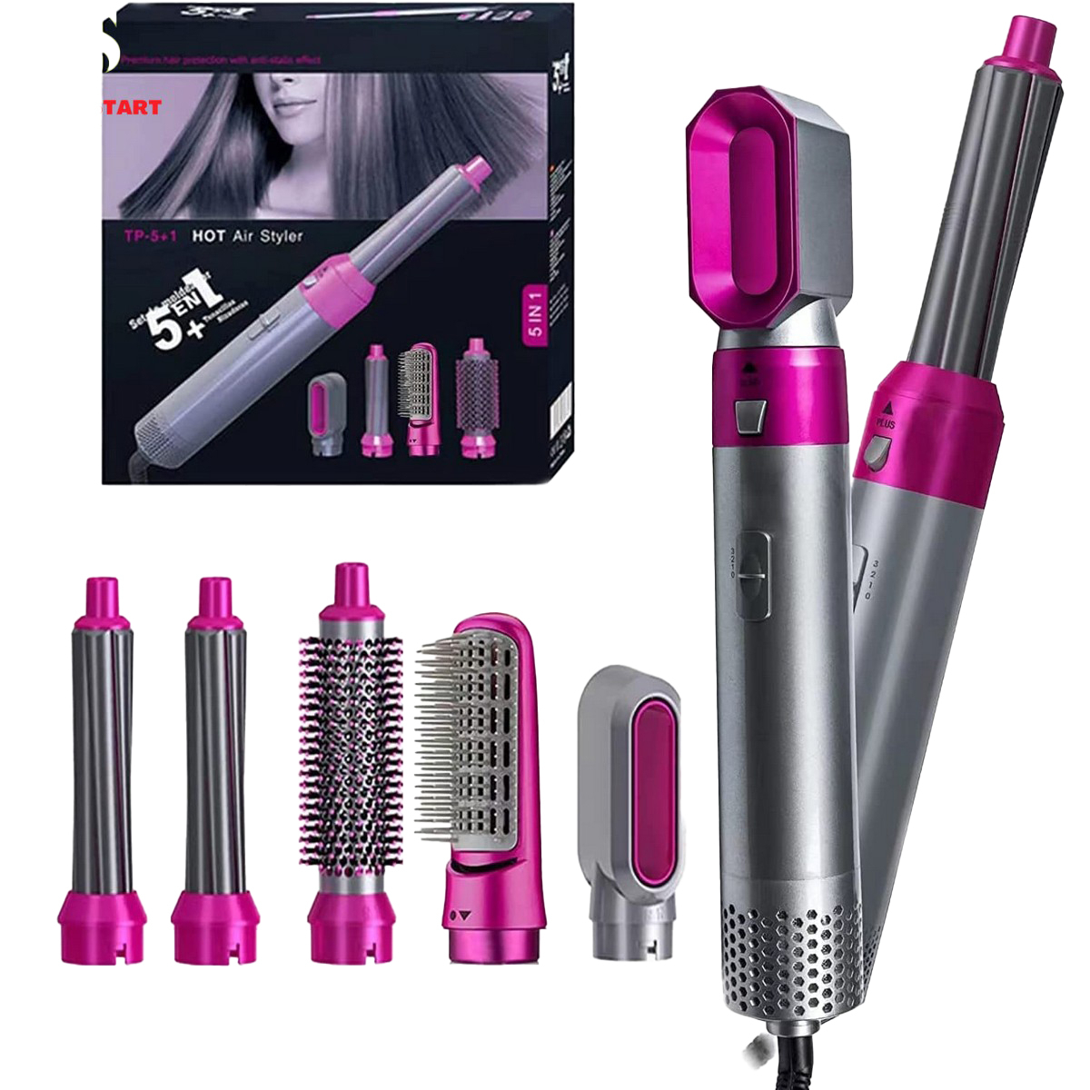 5 in 1 Hair Styler Multi Functional Hot Air Brush – Hair Dryer, Straightener, Curler & Volumizer Set | Minichowk - Image 4