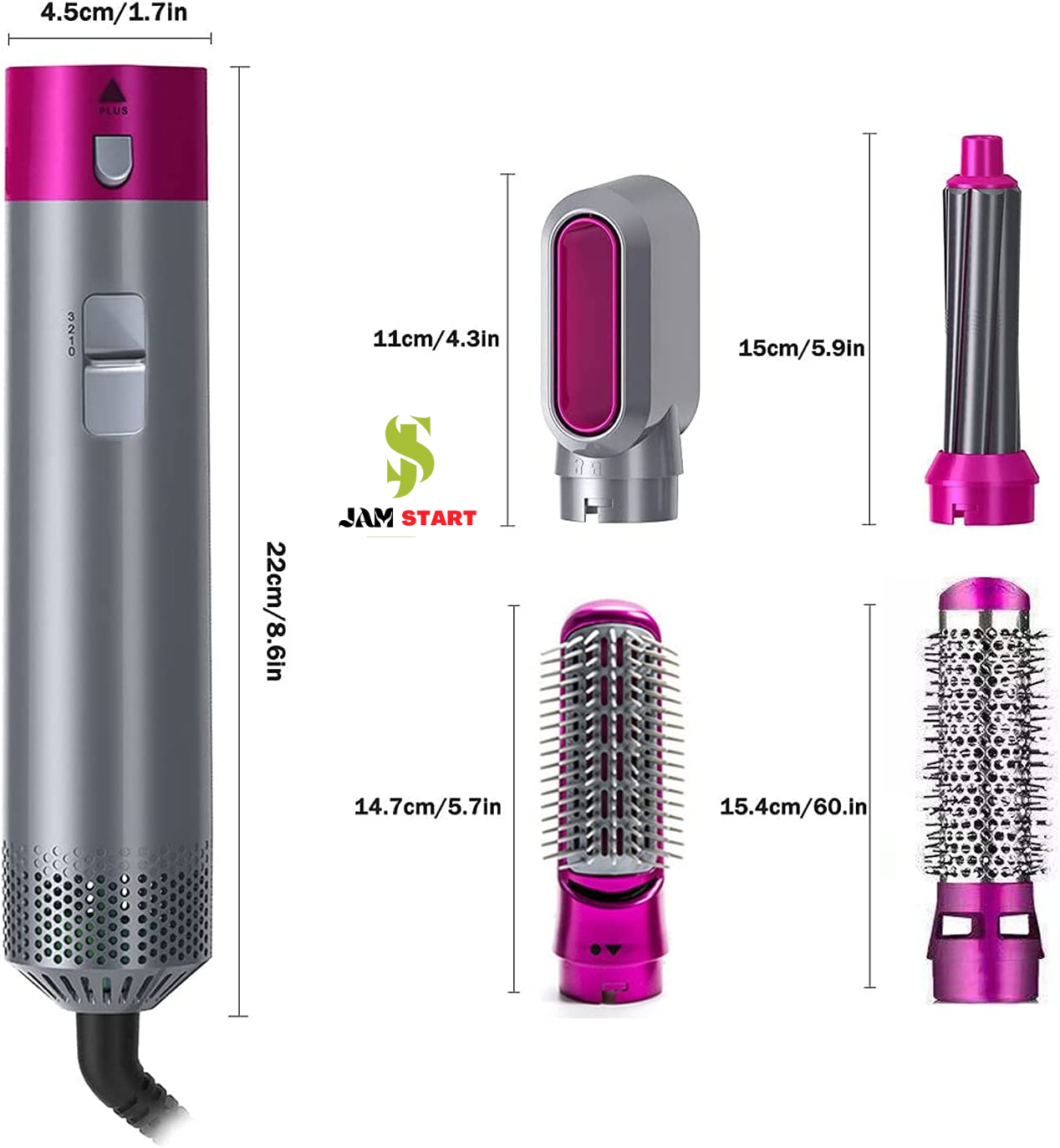 5 in 1 Hair Styler Multi Functional Hot Air Brush – Hair Dryer, Straightener, Curler & Volumizer Set | Minichowk - Image 7