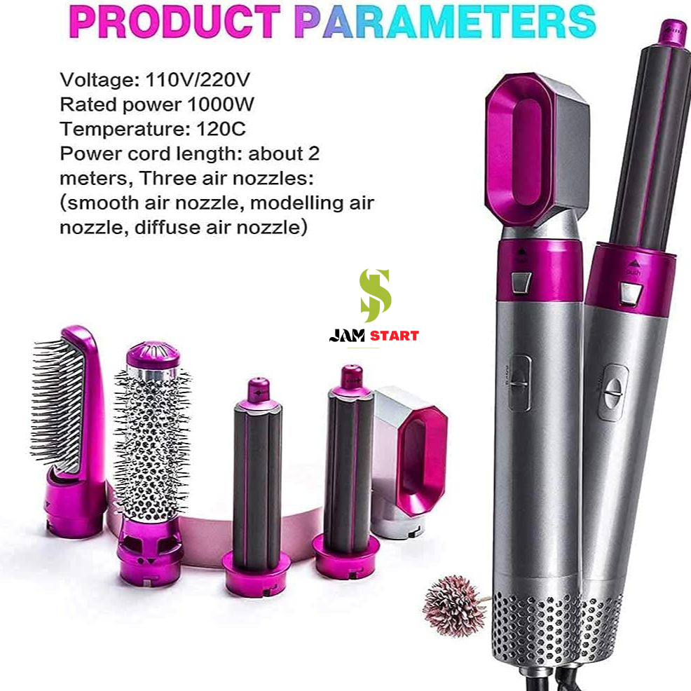 5 in 1 Hair Styler Multi Functional Hot Air Brush – Hair Dryer, Straightener, Curler & Volumizer Set | Minichowk - Image 6