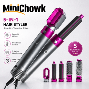 5 in 1 Hair Styler Multi Functional Hot Air Brush – Hair Dryer, Straightener, Curler & Volumizer Set | Minichowk