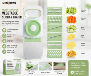 5-in-1 Multifunction Vegetable Slicer & Mandoline Cutter with Stainless Steel Blades | Manual Kitchen Grater | Minichowk
